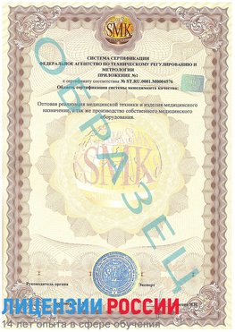 Образец сертификата соответствия (приложение) Маркс Сертификат ISO 13485